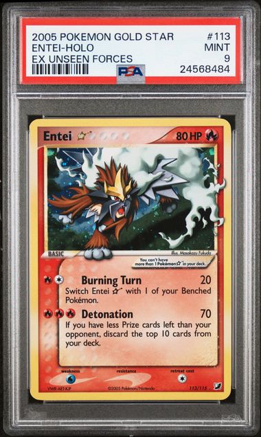 Pokemon EX Unseen Forces Entei Gold Star #113 – Holo PSA 9