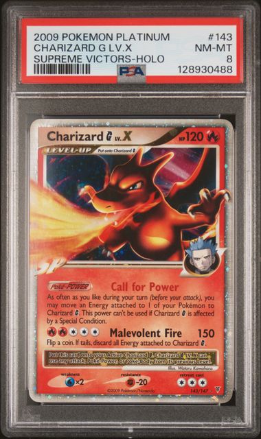 Pokemon Platinum Supreme Victors Charizard G LV.X #143 PSA 8
