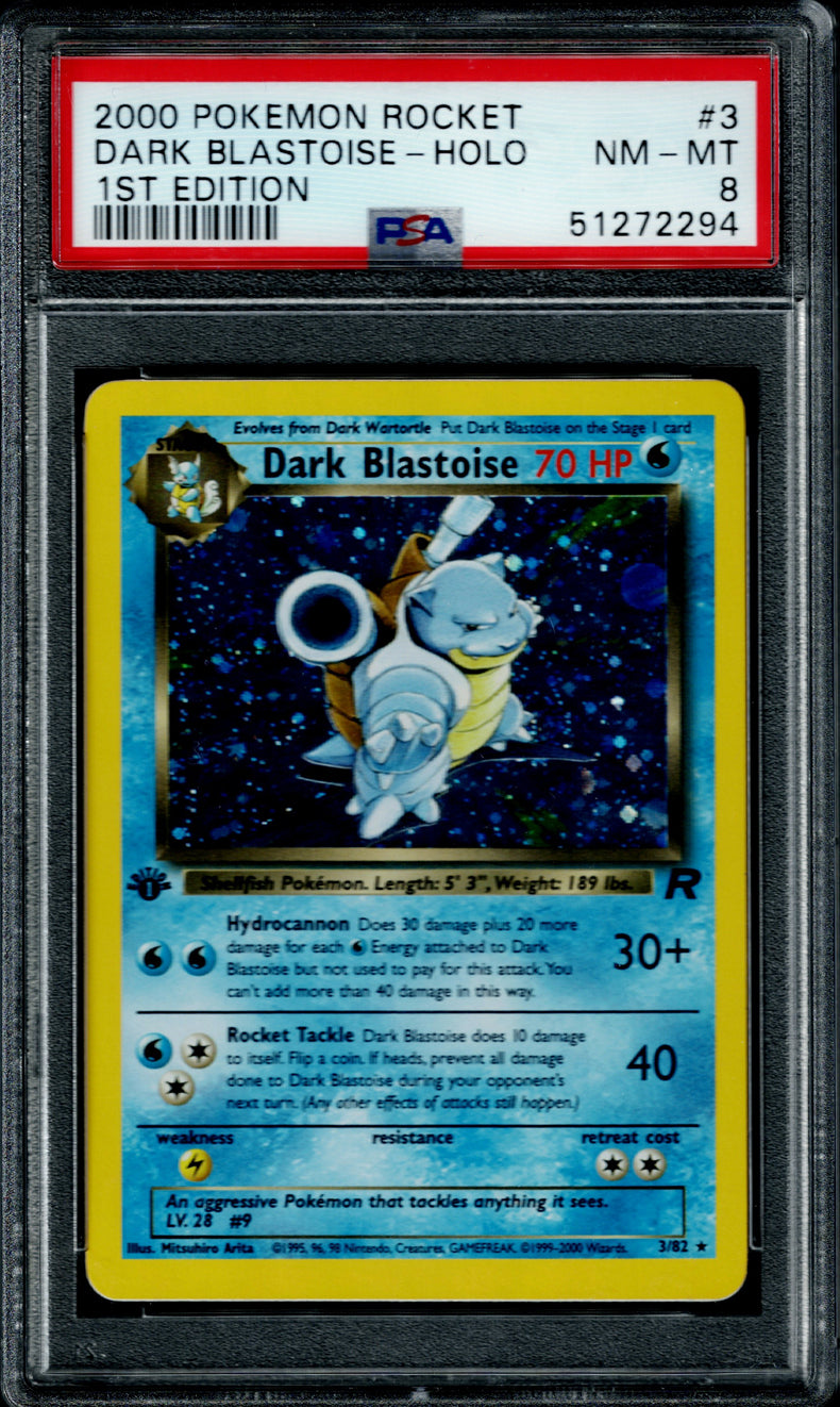 Pokemon Team Rocket Dark Blastoise #3 – Holo PSA 8