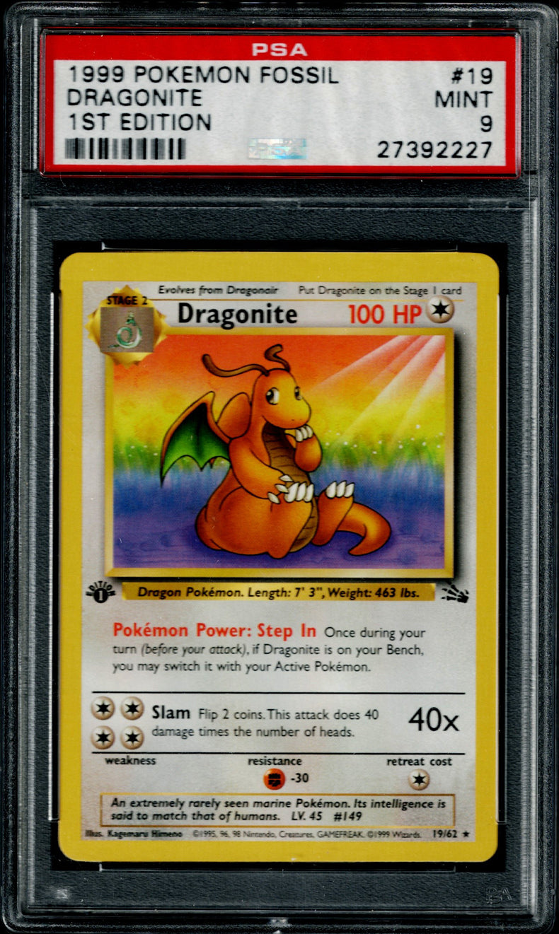 Pokemon Fossil Dragonite #19 PSA 9