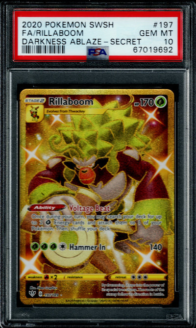 Pokemon Darkness Ablaze Rillaboom #197 PSA 10