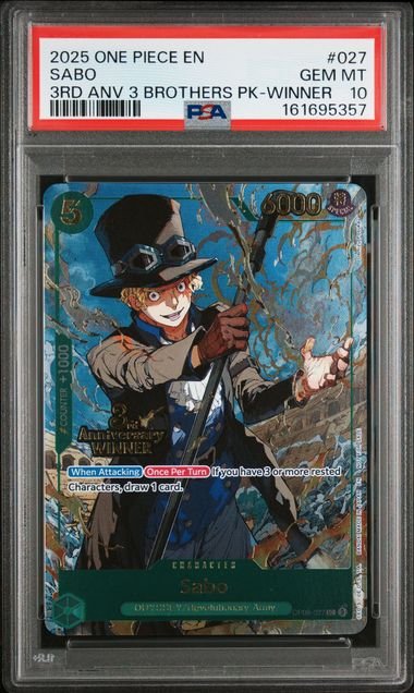 One Piece 3rd Anv 3 Brothers Pack Sabo #027 PSA 10
