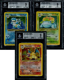Pokemon Base Set Charizard/Blastoise/Venusaur #4/2/15/102 BGS 9