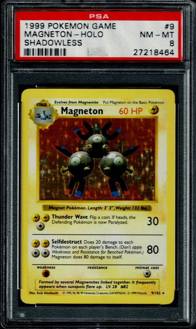 Pokemon Base Set Shadowless Magneton #9 – Holo PSA 8