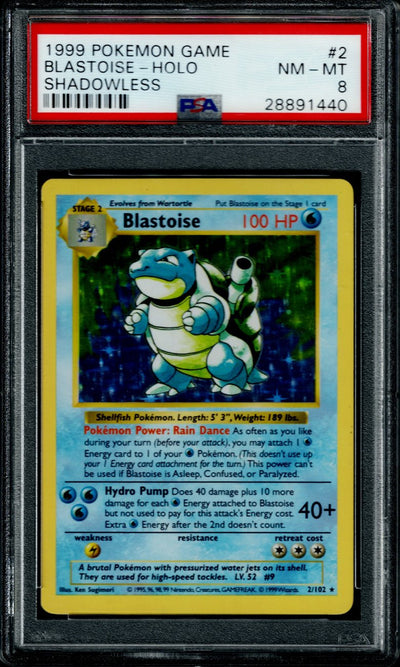 Pokemon Base Set Shadowless Blastoise #2 – Holo PSA 8
