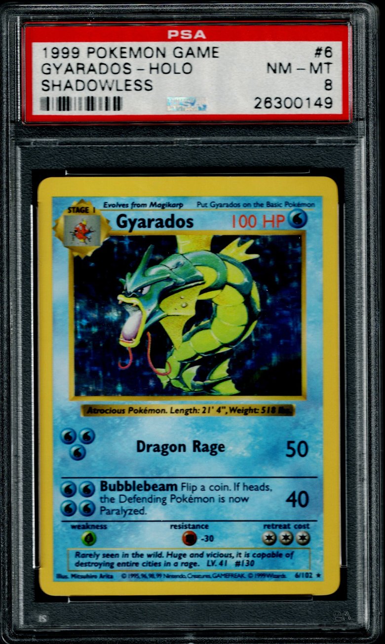 Pokemon Base Set Shadowless Gyarados #6 – Holo PSA 8