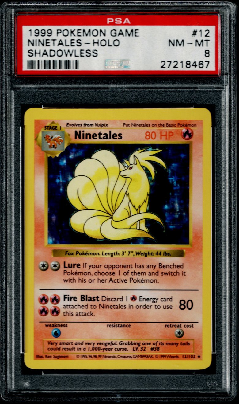 Pokemon Base Set Shadowless Ninetales #12 – Holo PSA 8