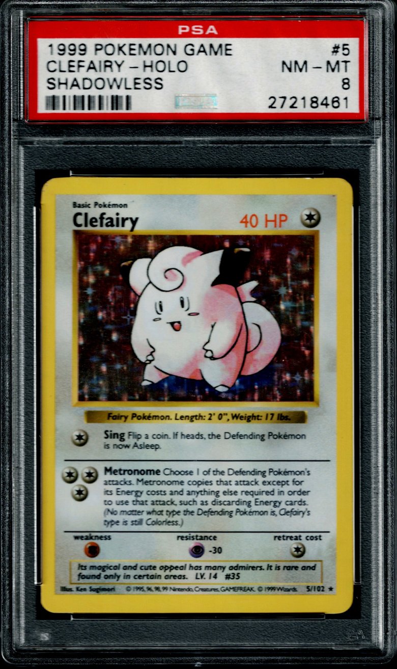 Pokemon Base Set Shadowless Clefairy #5 – Holo PSA 8