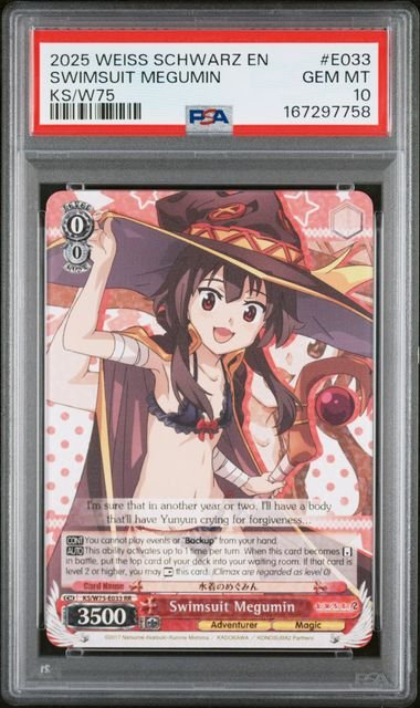 Weiss Schwarz God's Blessing On This Wonderful World Swimsuit Megumin #E033 PSA 10