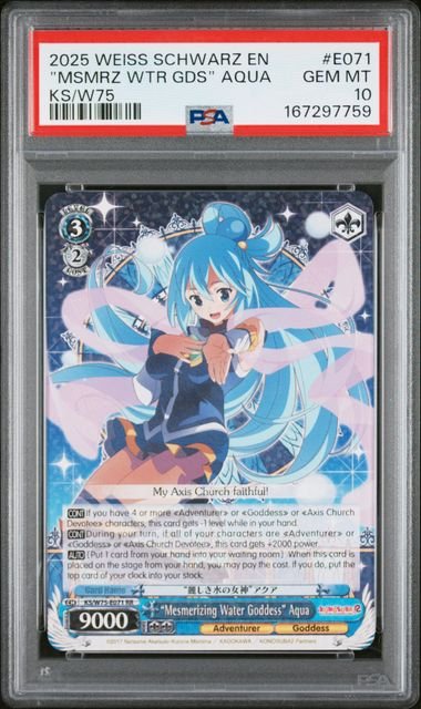 Weiss Schwarz God's Blessing On This Wonderful World "MSMRZ WTR GDS" Aqua #E071 PSA 10