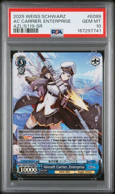Weiss Schwarz Azur Lane VOL.2 AC Carrier, Enterprise #E099 PSA 10