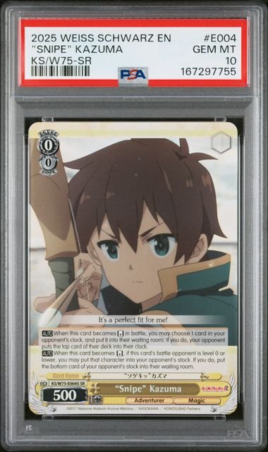 Weiss Schwarz God's Blessing On This Wonderful World! "Snipe" Kazuma #E004 PSA 10