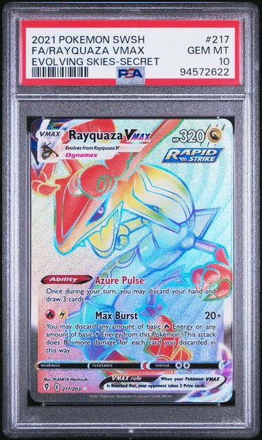 Pokemon Evolving Skies Rayquaza VMAX #217 PSA 10