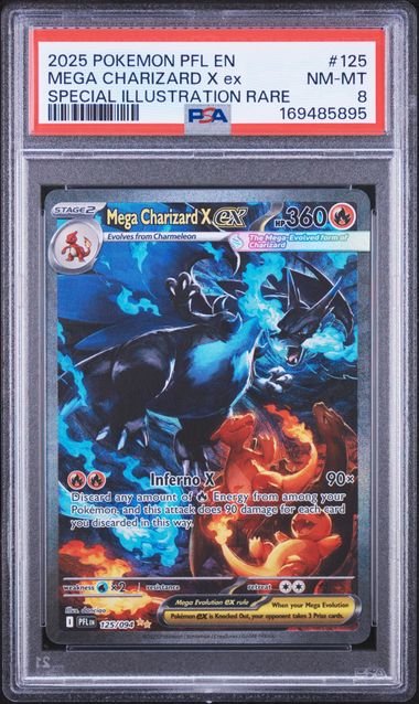 Pokemon Phantasmal Flames Mega Charizard X ex #125 PSA 8