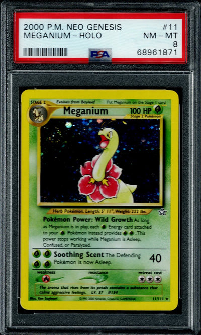 Pokemon Neo Genesis Meganium #11 – Holo PSA 8