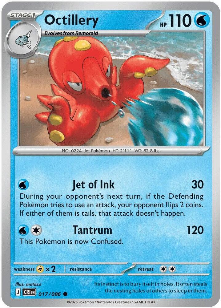 Pokemon Chaos Rising Octillery Reverse Holofoil #17