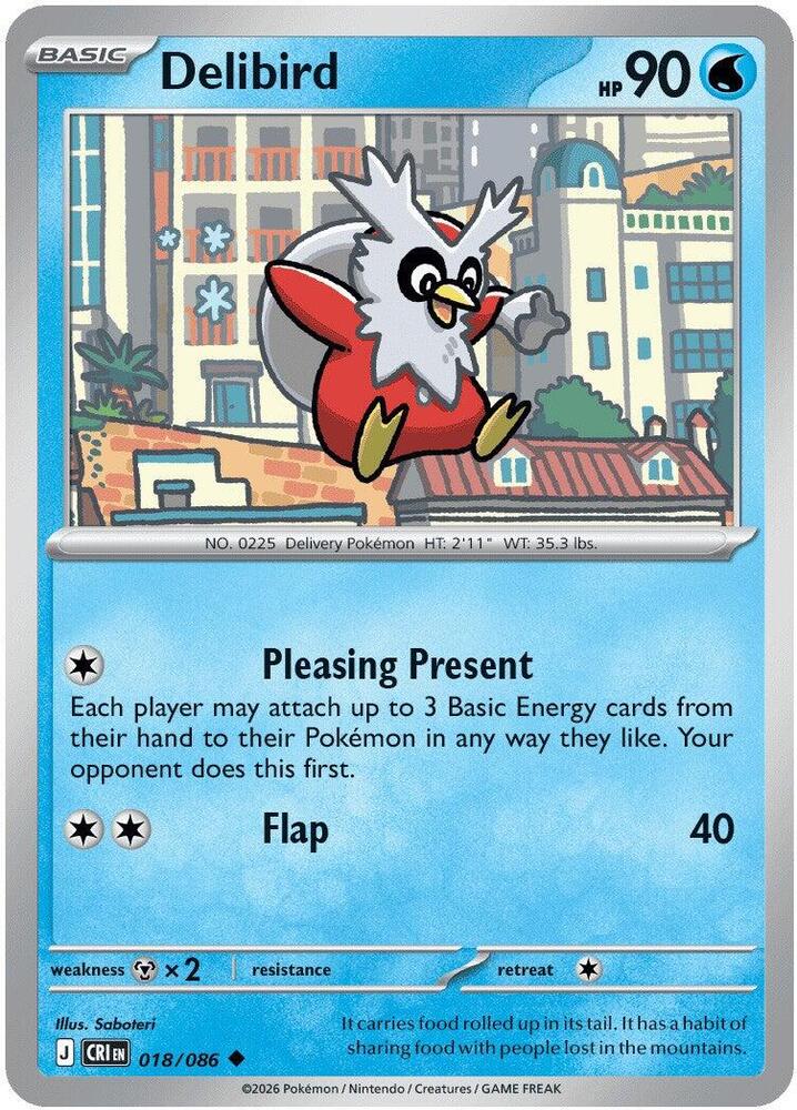 Pokemon Chaos Rising Delibird Reverse Holofoil #18