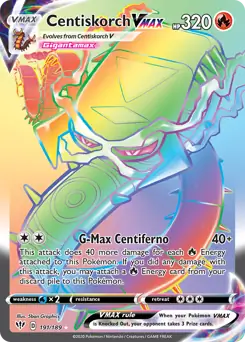 Pokemon Darkness Ablaze Centiskorch VMAX #191