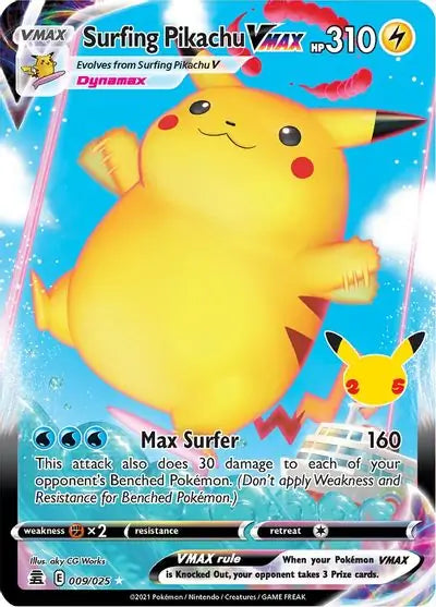 Pokemon Celebrations Surfing Pikachu VMAX #009