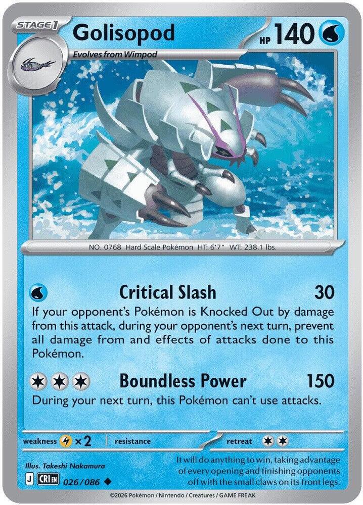 Pokemon Chaos Rising Golisopod Reverse Holofoil #26