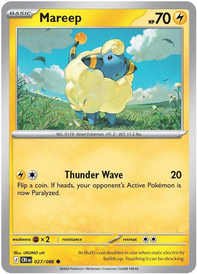 Pokemon Chaos Rising Mareep Reverse Holofoil #27