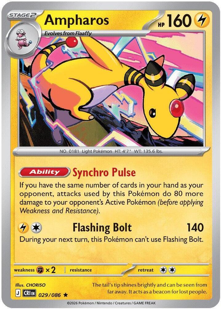 Pokemon Chaos Rising Ampharos Reverse Holofoil #29