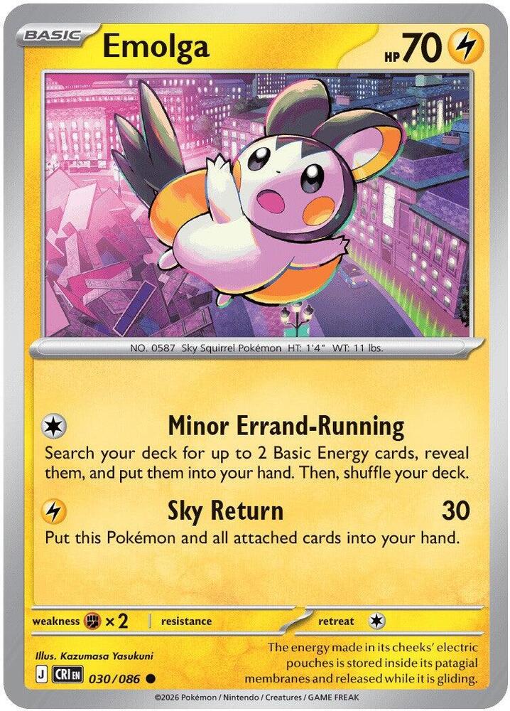 Pokemon Chaos Rising Emolga Reverse Holofoil #30