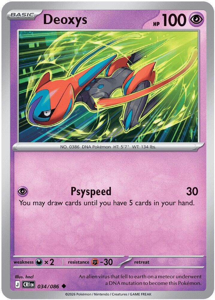 Pokemon Chaos Rising Deoxys Reverse Holofoil #34