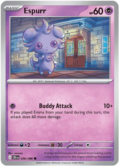 Pokemon Chaos Rising Espurr Reverse Holofoil #36