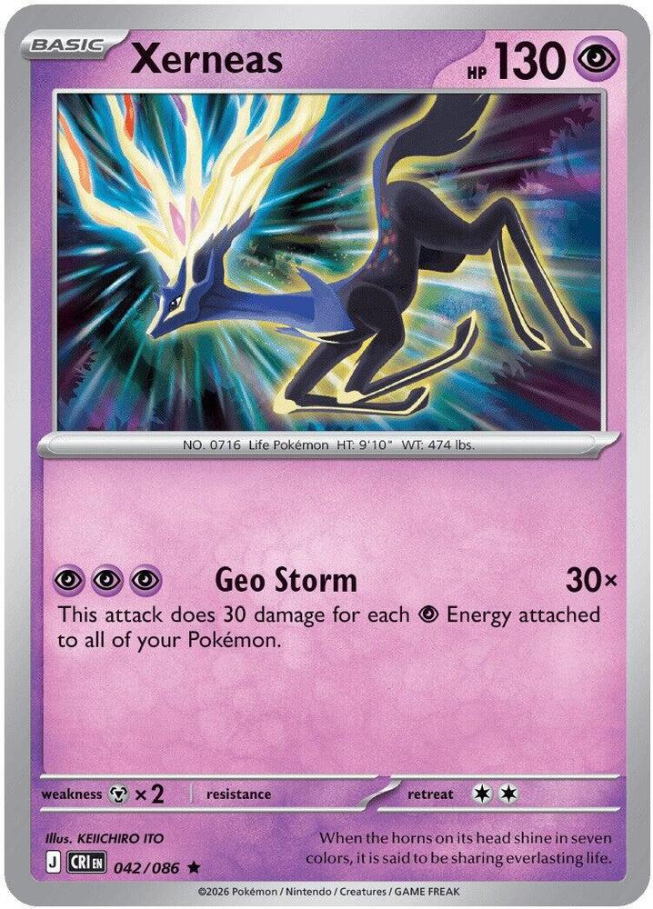 Pokemon Chaos Rising Xerneas Reverse Holofoil #42