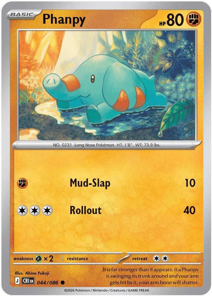 Pokemon Chaos Rising Phanpy Reverse Holofoil #44