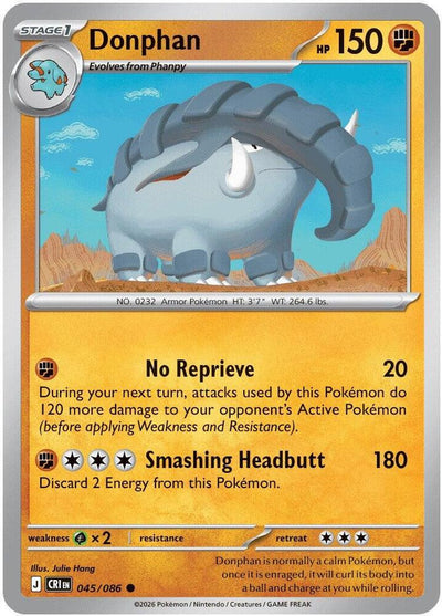 Pokemon Chaos Rising Donphan Reverse Holofoil #45