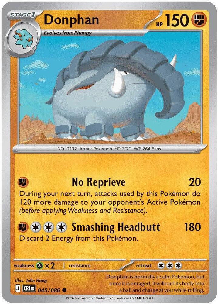 Pokemon Chaos Rising Donphan Reverse Holofoil #45