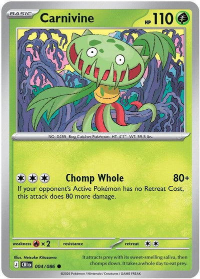 Pokemon Chaos Rising Carnivine Reverse Holofoil #4