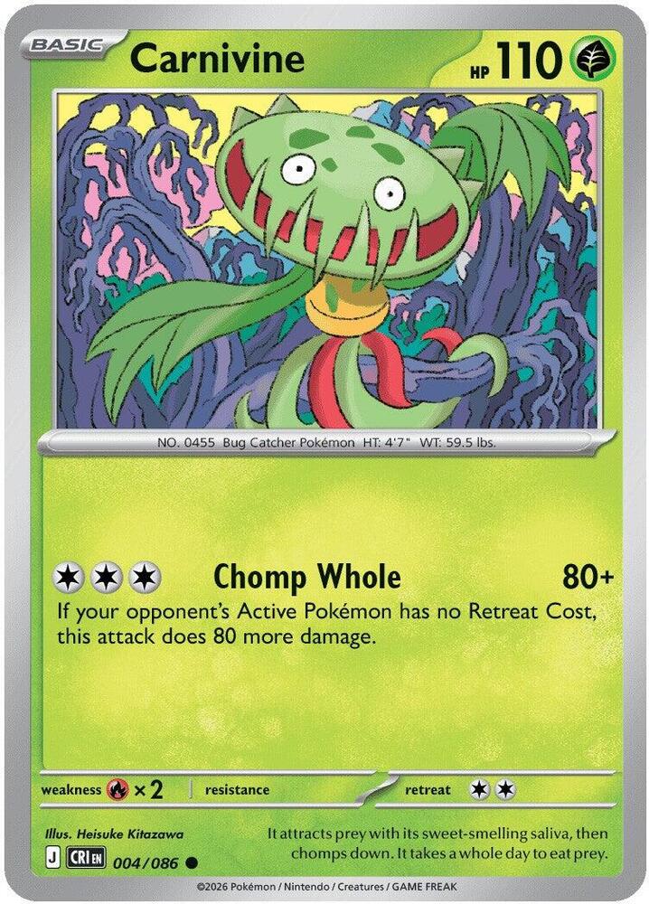 Pokemon Chaos Rising Carnivine Reverse Holofoil #4