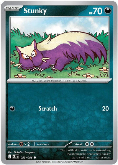Pokemon Chaos Rising Stunky Reverse Holofoil #53