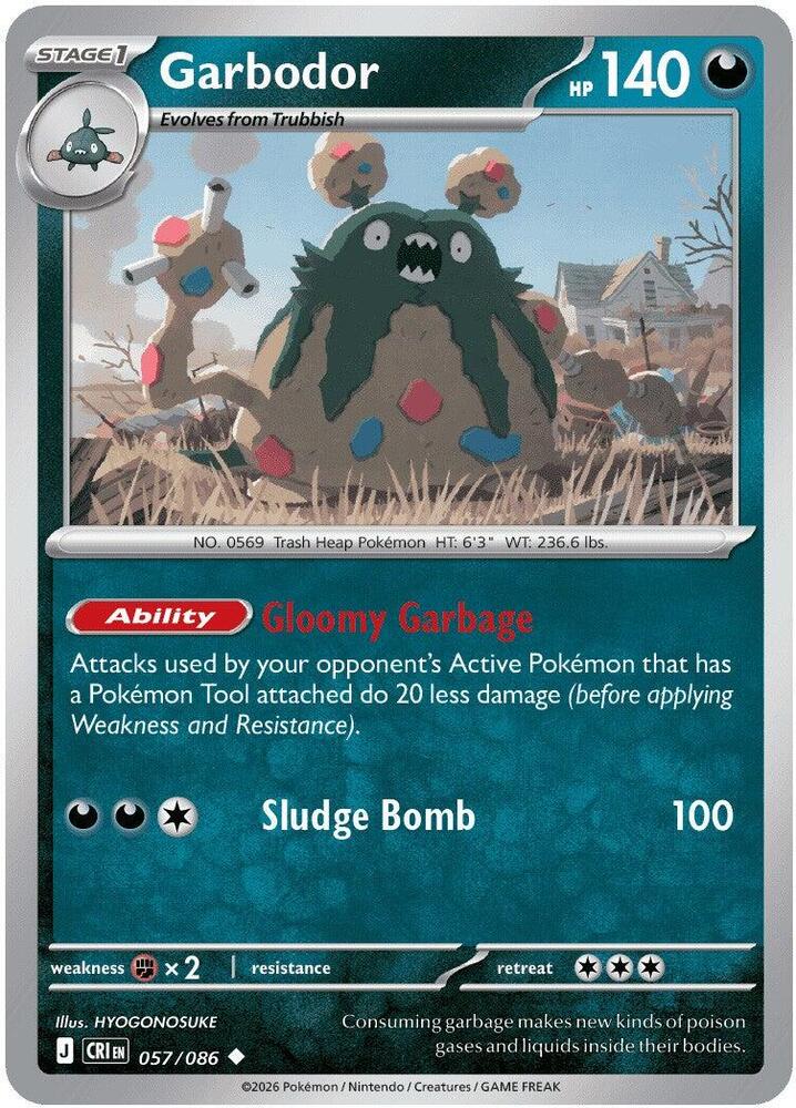 Pokemon Chaos Rising Garbodor Reverse Holofoil #57