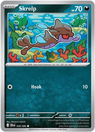 Pokemon Chaos Rising Skrelp Reverse Holofoil #58