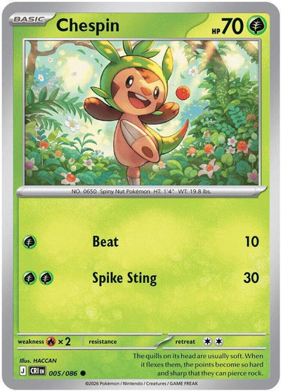 Pokemon Chaos Rising Chespin Reverse Holofoil #5
