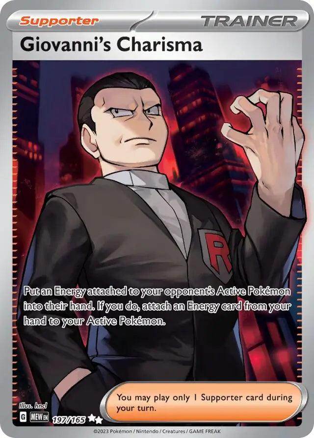 Pokemon Card 151 Giovanni's Charisma #197