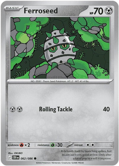 Pokemon Chaos Rising Ferroseed Reverse Holofoil #62