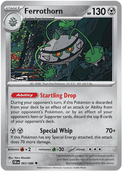 Pokemon Chaos Rising Ferrothorn Reverse Holofoil #63