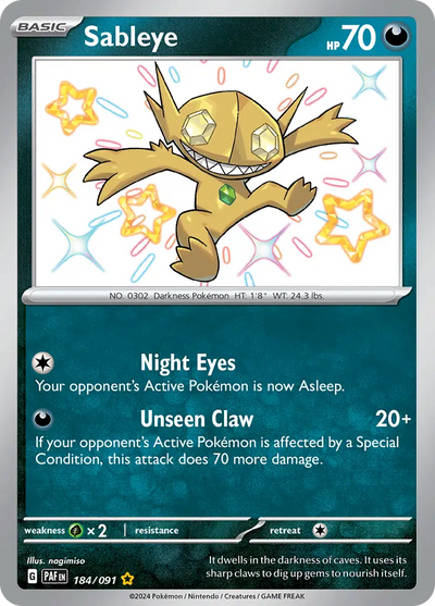 Pokemon Paldean Fates Sableye #184