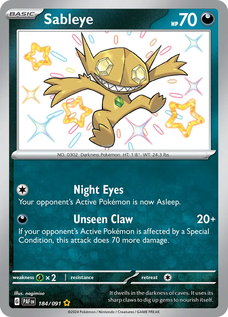 Pokemon Paldean Fates Sableye #184