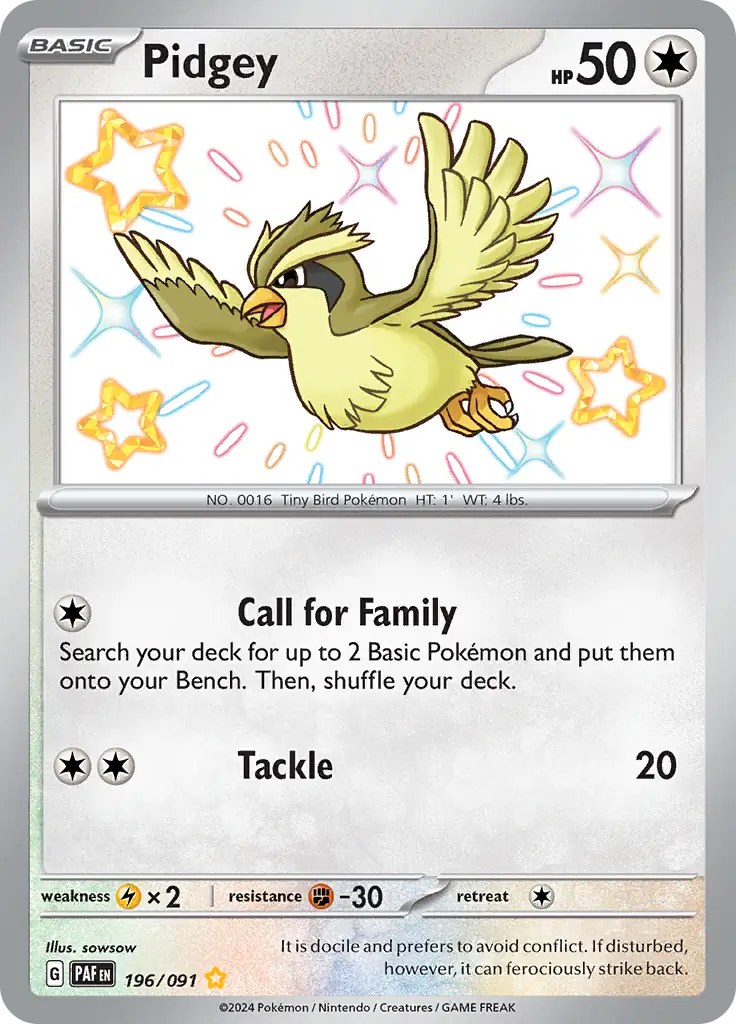 Pokemon Paldean Fates Pidgey #196