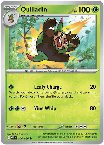Pokemon Chaos Rising Quilladin Reverse Holofoil #6