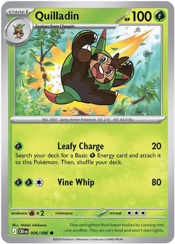 Pokemon Chaos Rising Quilladin Reverse Holofoil #6