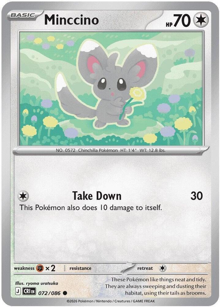 Pokemon Chaos Rising Minccino Reverse Holofoil #72