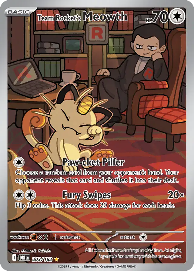 Pokemon Destined Rivals Team Rocket's Meowth #203