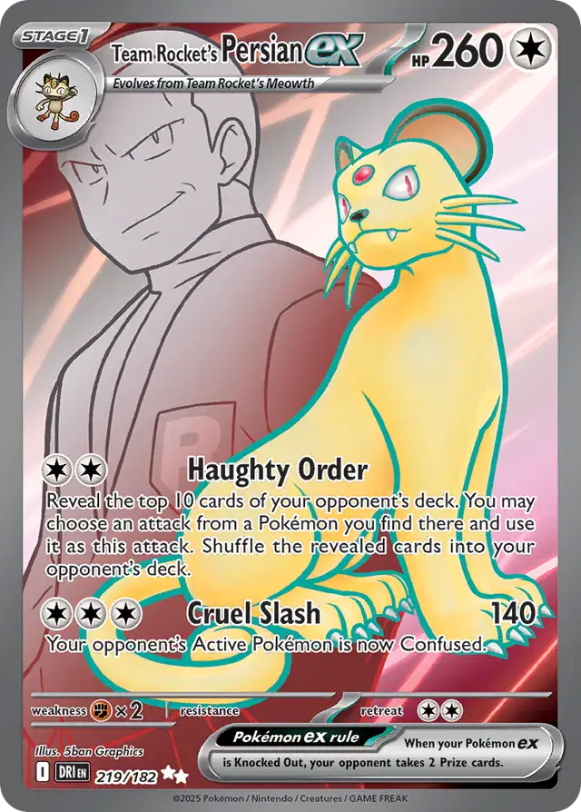 Pokemon Destined Rivals Team Rocket's Persian #219
